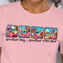 Load image into Gallery viewer, Another Day, Another Tiki Bar Tee Flamingo Shirt – Where Happy Hour Never Ends