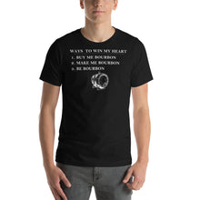 Load image into Gallery viewer, Ways to Win My Heart Bourbon Short-Sleeve Unisex T-Shirt - Where I Beach