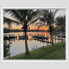 Load image into Gallery viewer, Eau Gallie River Sunset Framed Traditional Stretched Canvas - Where I Beach
