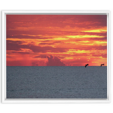 Load image into Gallery viewer, Pelicans At Sunrise Framed Canvas Wrap - Where I Beach
