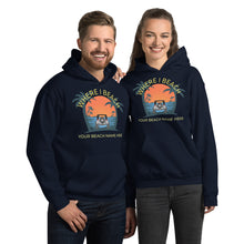 Load image into Gallery viewer, Cusomizable Beach Name Hoodie Sunset Chasers Jeep Where I Beach
