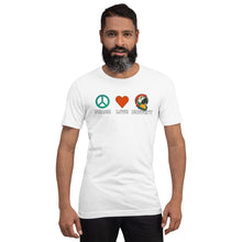 Load image into Gallery viewer, Peace Love Buffett Parrothead Unisex organic cotton t-shirt
