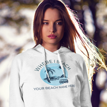 Load image into Gallery viewer, VW Bug Beach Hoodie Customized Beach Name
