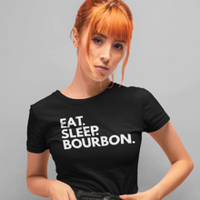 Load image into Gallery viewer, Eat. Sleep. Bourbon. Unisex Tee Happy Hour T-Shirt.
