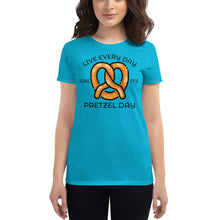 Load image into Gallery viewer, Live Every Day Like It's Pretzel Day Women's short sleeve t-shirt - Cabo Easy
