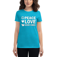 Load image into Gallery viewer, Peace, Love and Good Vibes! Women's T-shirt - Cabo Easy
