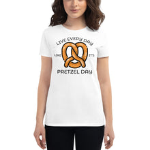 Load image into Gallery viewer, Live Every Day Like It's Pretzel Day Women's short sleeve t-shirt - Cabo Easy
